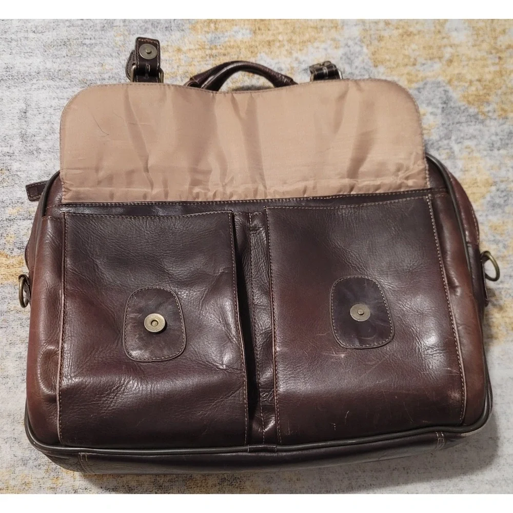 Franklin Covey ‎ Men's Padded Briefcase Business Brown Leather Bag
